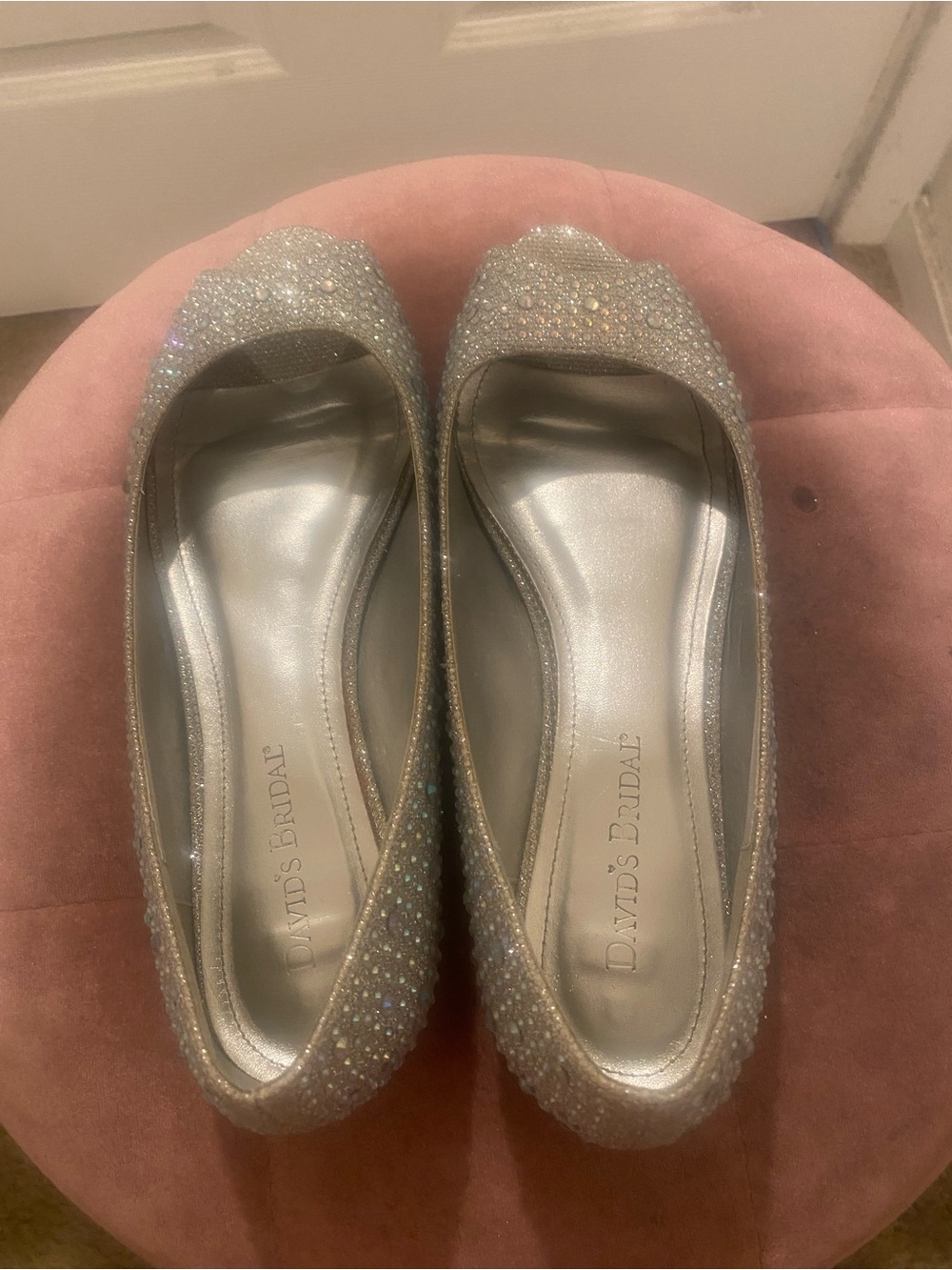 Silver rhinestone shoes
